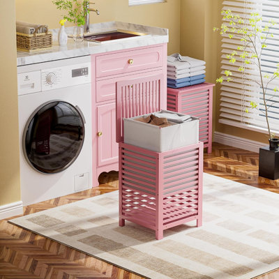 Panier à linge double couche avec couvercle, panier à linge en bambou de 120 litres avec sac de doublure amovible