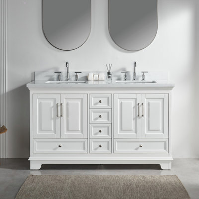 Fully Assembled 60'' Freestanding Double Bathroom Vanity With Artificial Stone