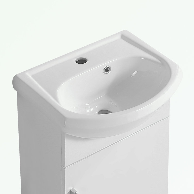 Meuble-lavabo compact avec lavabo en céramique Marinino, Blanc