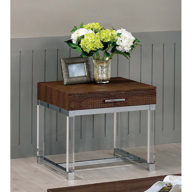 Dundy Solid Wood Top End Table, Brown