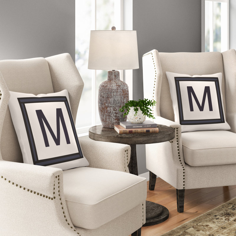 Reversible Throw Pillow, 26" H x 26" W x 2" D, White / Black, M