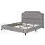 Lit gris très grand, tête de lit avec capitonnage à boutons, sans sommier, fabrication en bois et en métal, capacité de poids de 600 lb, lit et tête de lit en velours, besoin de ressort, longue durée
