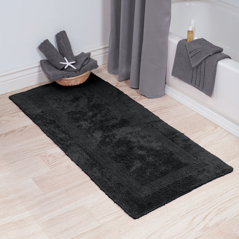Dewalt 60x24-Inch Cotton Bath Mat-Machine Washable Bath Mats for Bathroom, Kitchen, or Laundry Room, Black
