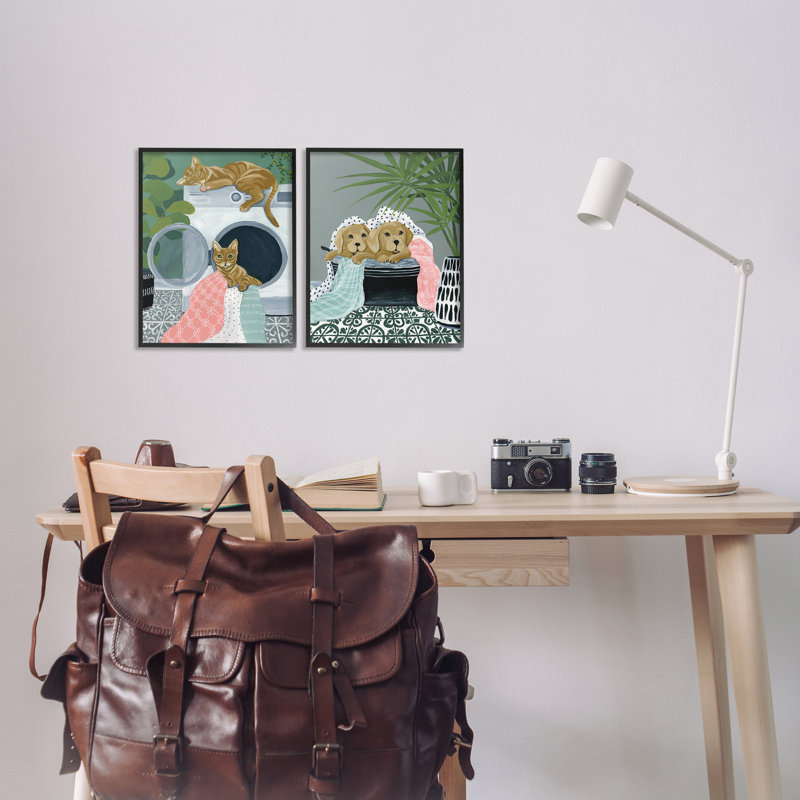  Cats & Dogs Laundry Room, Giclée encadrée noir minuit, H 14 po x l 11 po
