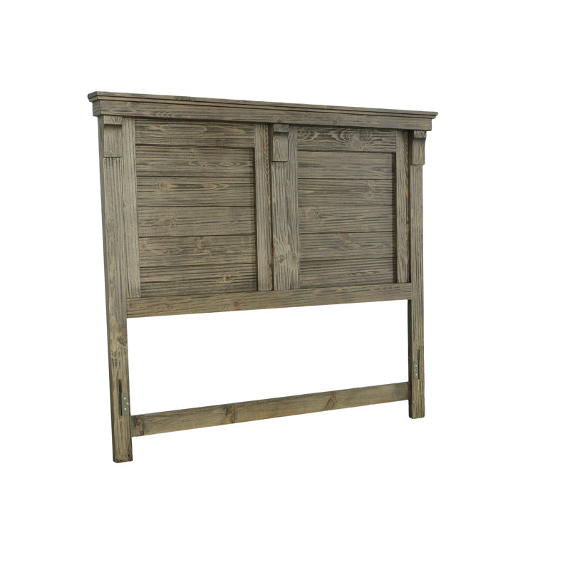 Weathered Gray Pine Queen Panel Bed with Headboard