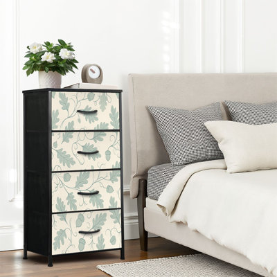 4 Drawer Dresser for Bedroom, Narrow Chest of Drawers, Wooden Top and Study Iron Frame 18"x37.5"-(WxH)
