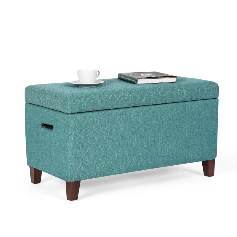 Banc de rangement à couvercle rabattable rembourré, Bleu sarcelle