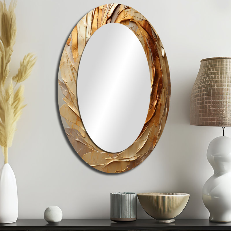 Brown Gilded Mocha Spiral - Modern Oval Wall Mirror, 36" x 24"