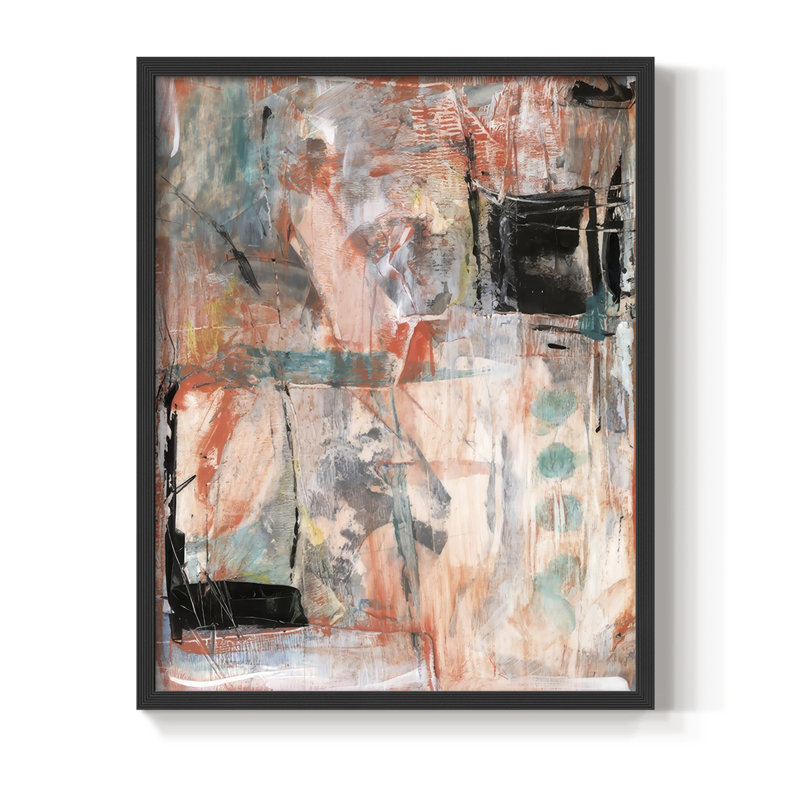«Tangerine & Teal II», reproduction encadrée - bois massif, H 21 po x l 17 po, Noir, noir, noir, noir