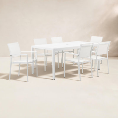 Devan 6-Person Aluminum Patio Dining Set with Rectangular Table