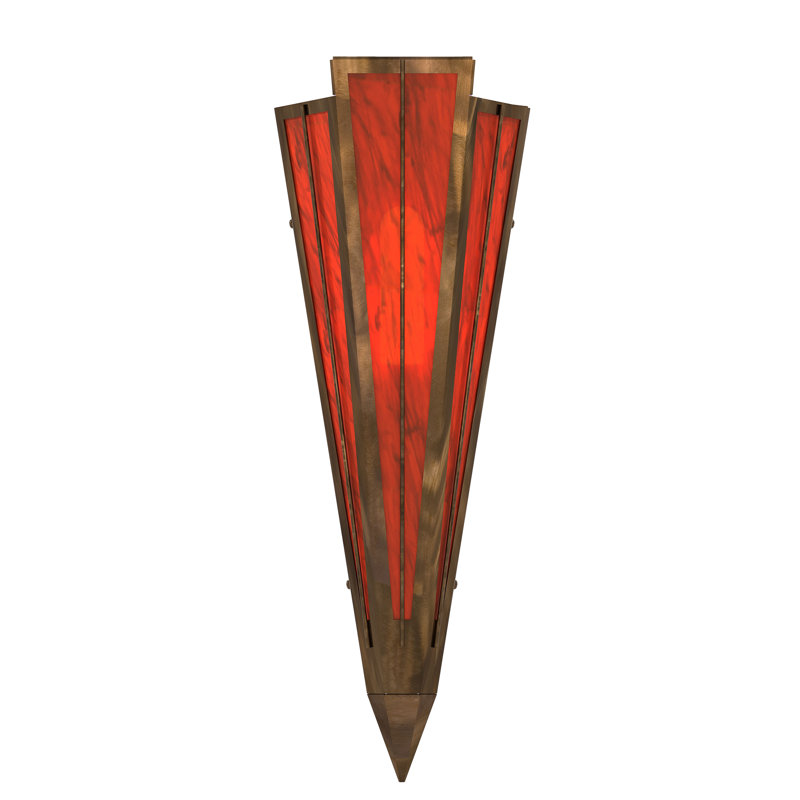 1 - Light Flush Mounted Sconce, Antique Copper, Red, Idalight