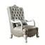 Fauteuil d'appoint sculpté en tissu et cuir mélangés, fini blanc cassé, 122 cm