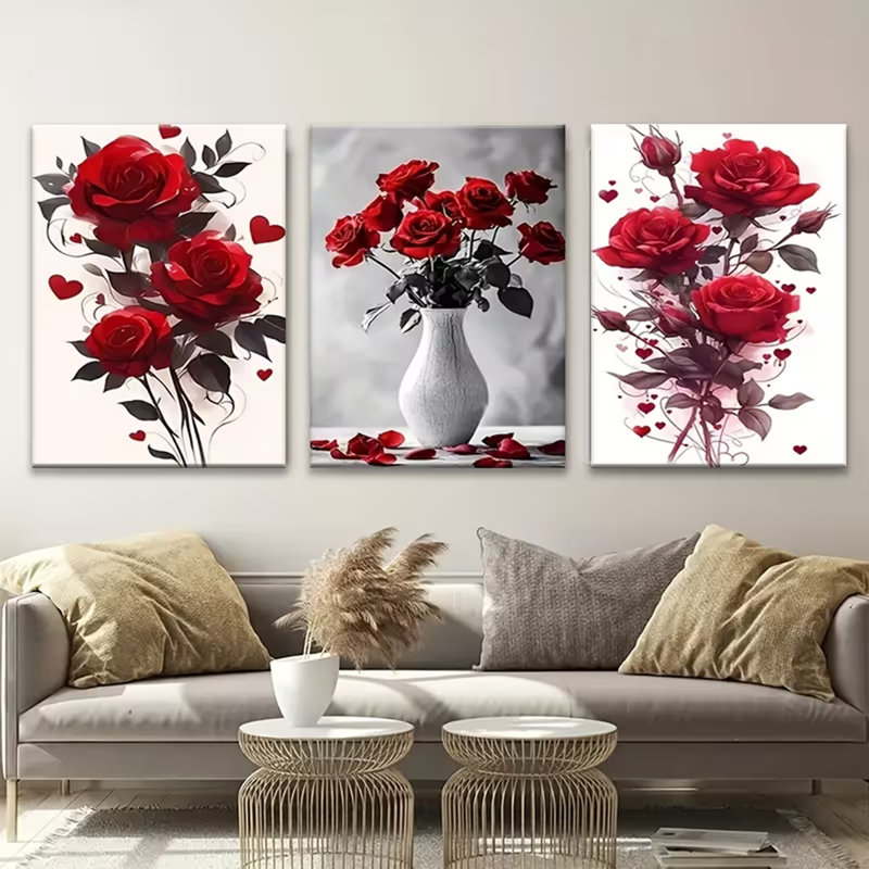 3 Piece Wrapped Canvas Print, 30 cm H x 60 cm W