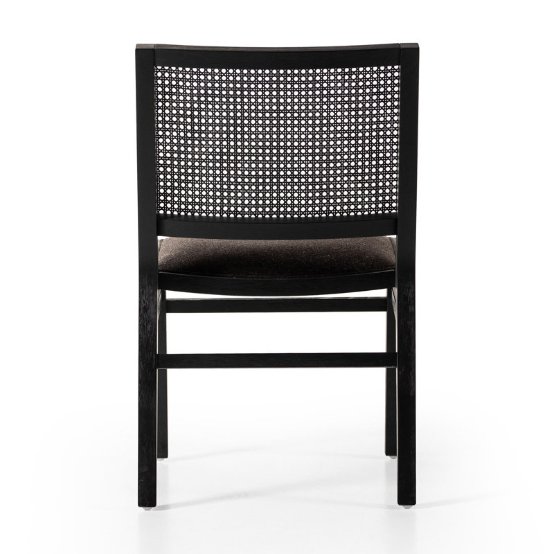Sage Upholstered Dining Chair, Brushed Ebony Beech, Black Linen Blend