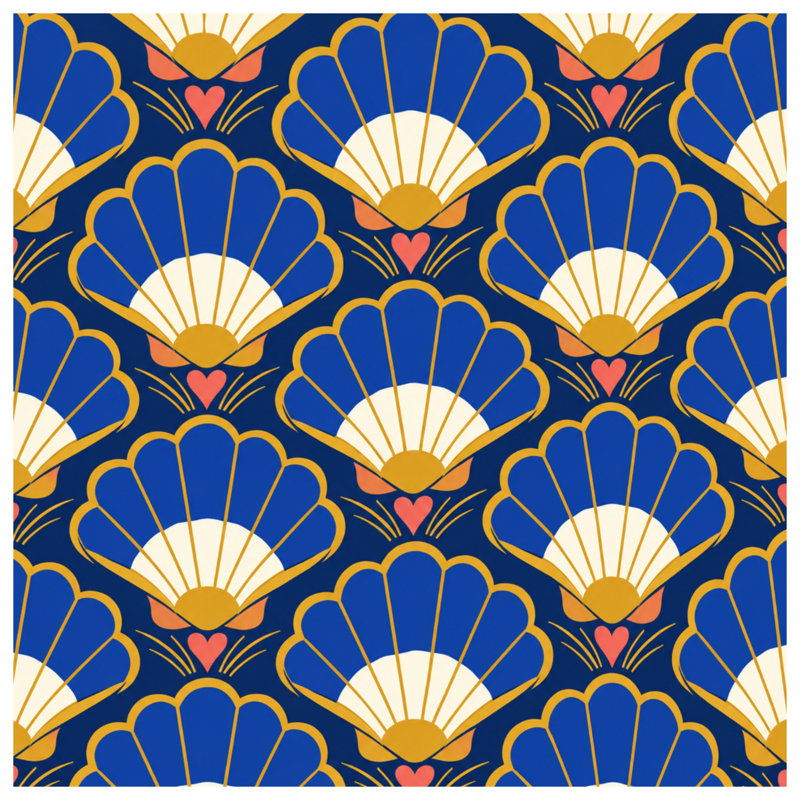 Rideaux de fenêtre Art Deco Shells, 50" x 80" - 1 Panel, Sheer