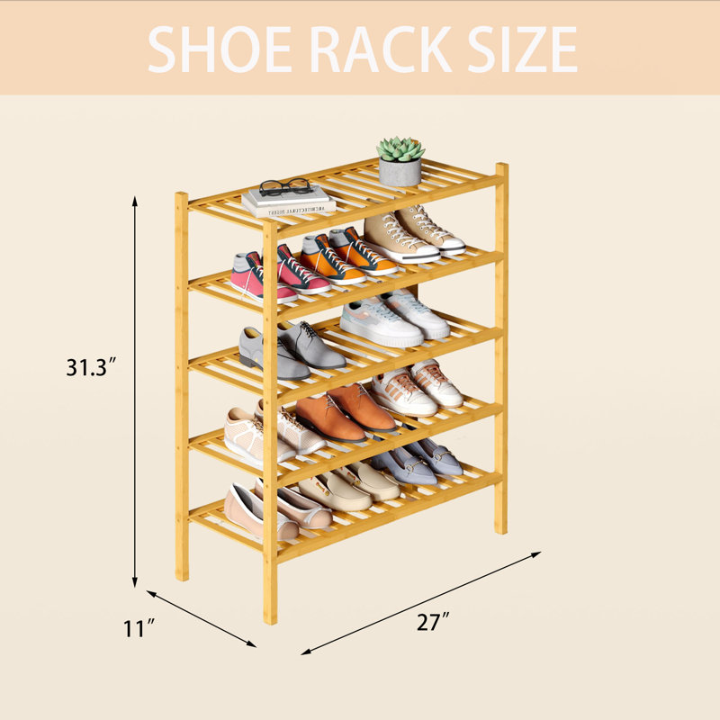 Range-chaussures empilable en bambou, H 31,3 po x l 27 po x P 11 po
