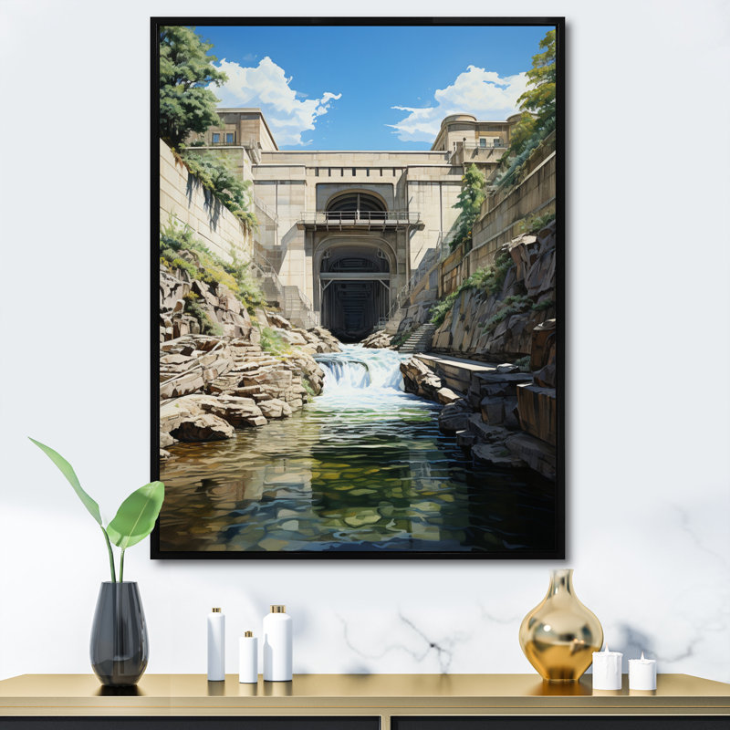 " Dam Structural Symmetry Architectural ", Black Floater Framed, 40" H x 30" W x 1.5" D