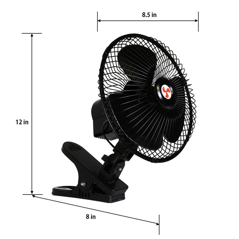 Koolatron 12V Clip-On Oscillating Car Fan, 2 Speed Vehicle Fan