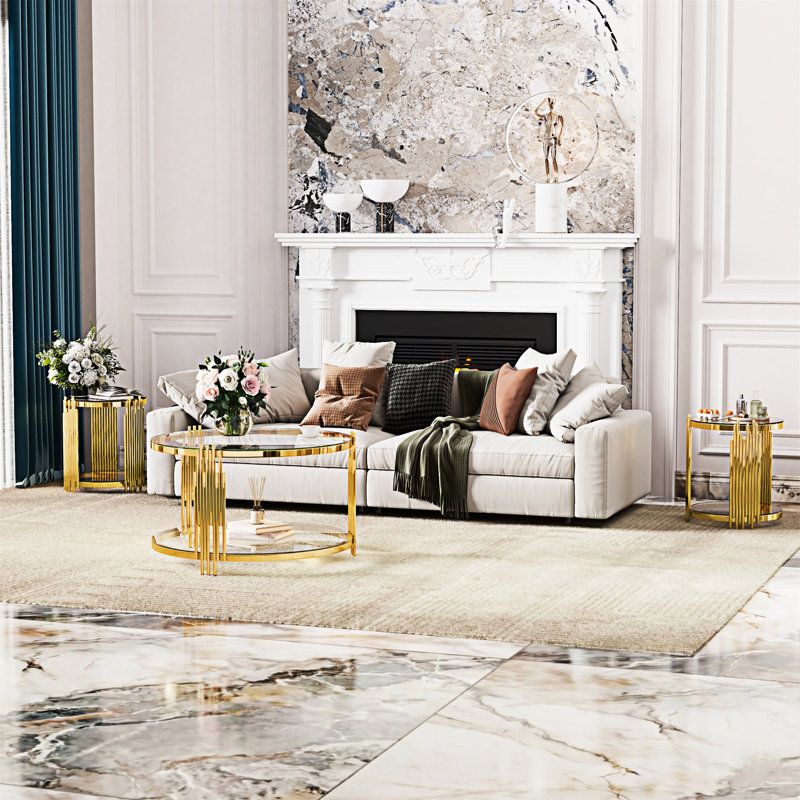 Table basse ronde et tables de bout, Transparent