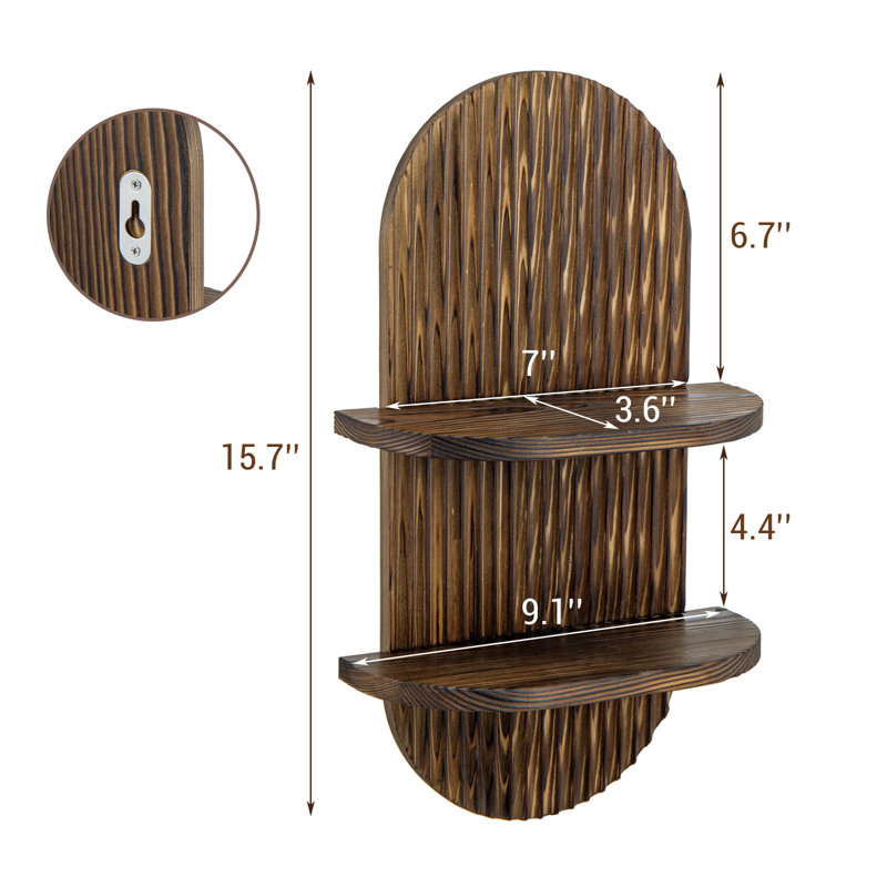 2-Tier Wall-Mounted Solid Wood Floating Shelves
