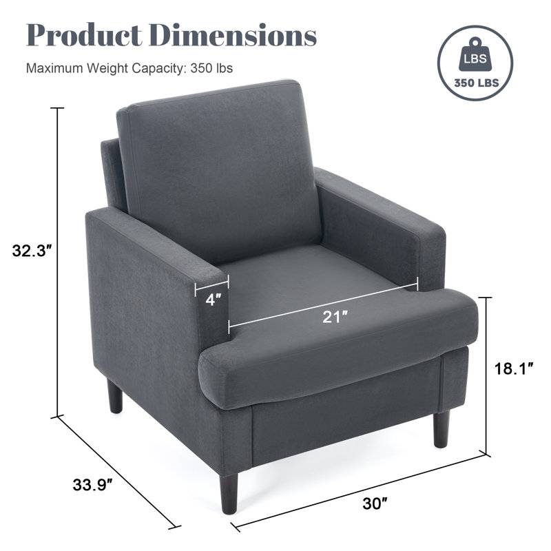 Mid-Century Linen Accent Chair – Stylish, Dark Gray