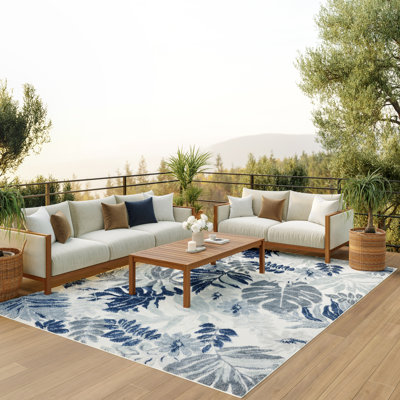 4' x 6' Blue Tropical Rug