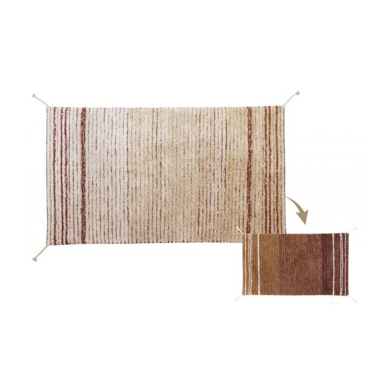 Reversible Washable Rug Twin Toffee, Rectangle 2'7" x 4'7"