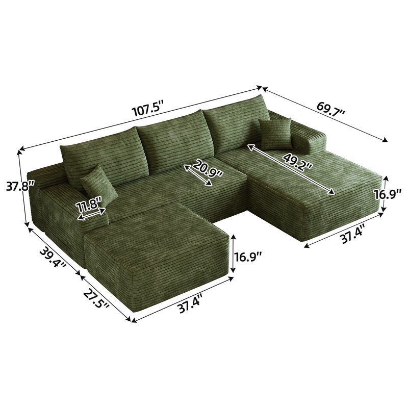 Canapé modulaire Cloud, Vert