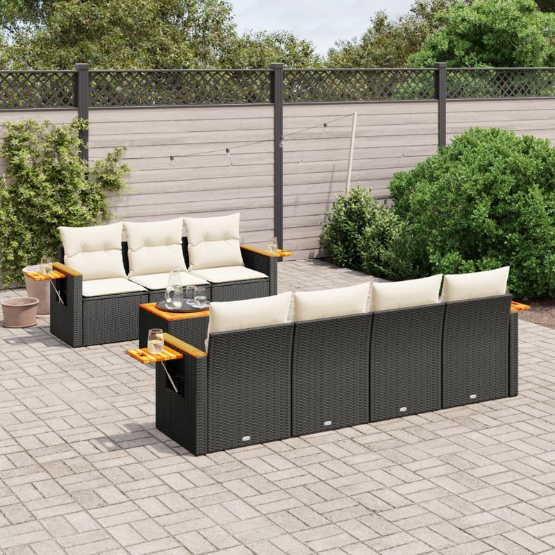 Ensemble de canapé de jardin Vidaxl noir, blanc crème