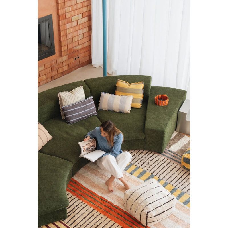 Square Cushion Lines Ochre