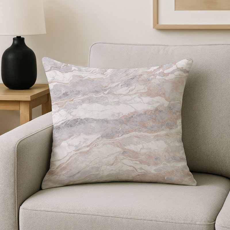 Coussin décoratif intérieur / extérieur gris Modern Modern, Carré 16 po, Gris / beige / brun abstrait 3