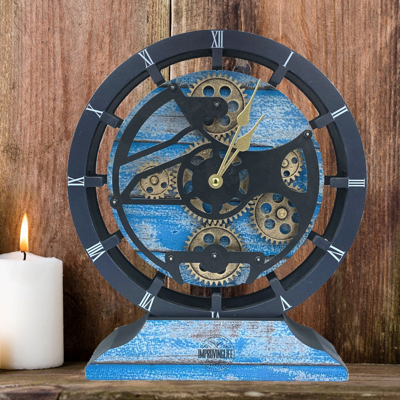 Wood Wall Clock, Ocean Blue