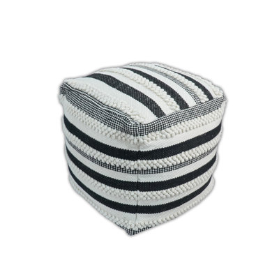 Pouf noir et blanc fabriqué à la main