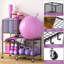 Support à 5 niveaux pour haltères, support de rangement pour tapis de yoga, support de rangement pour gym à domicile, organisateur de rangement pour équipement d'entraînement, support de rangement pour poids avec crochets et roues