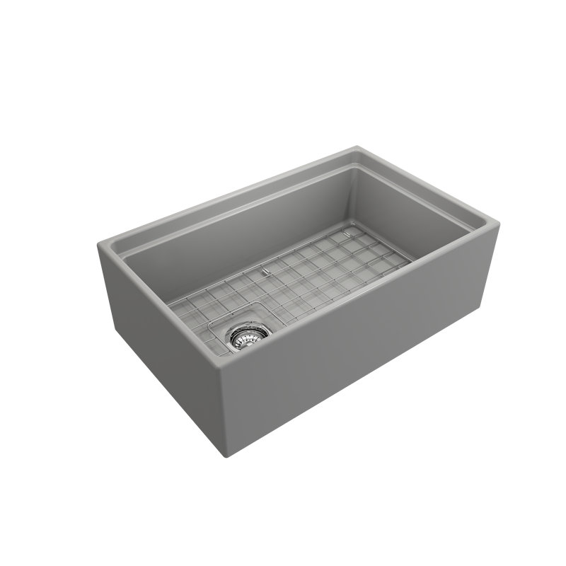 30'' L Single Basin Kitchen Sink, Matte Gray