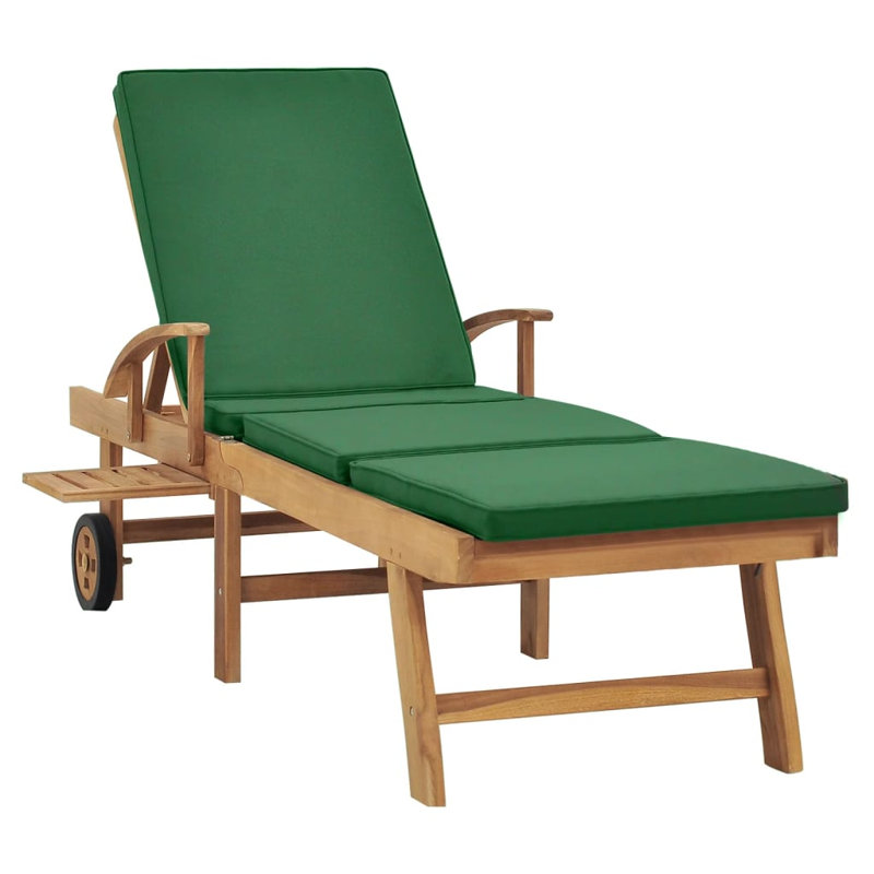 Chaise longue simple en teck avec coussins 78 po Ferrysburg, Rouge
