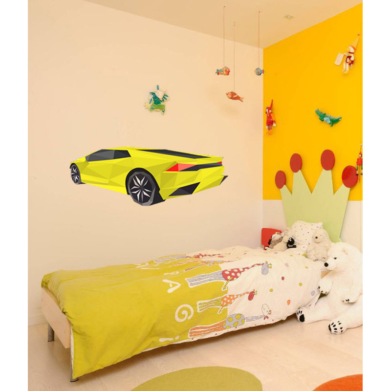 Adhésif décoratif en forme de voiture polygonal, H 33 po x l 79 po