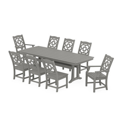 Martha Stewart by POLYWOOD Chinoiserie 9-Piece Dining Set with Trestle Legs