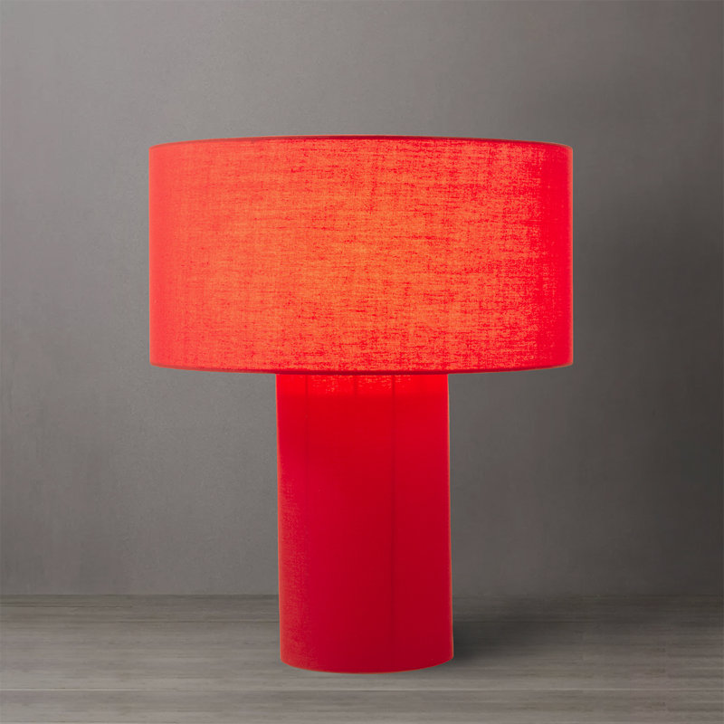 Lampe de table Moonlight - abat-jour en lin, gradateur, Rouge pourpre