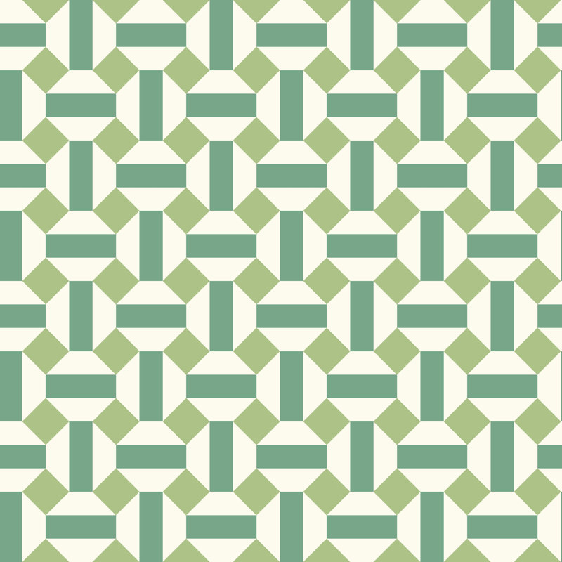 Seville Geometric Wallpaper Roll, Olive Green/Green