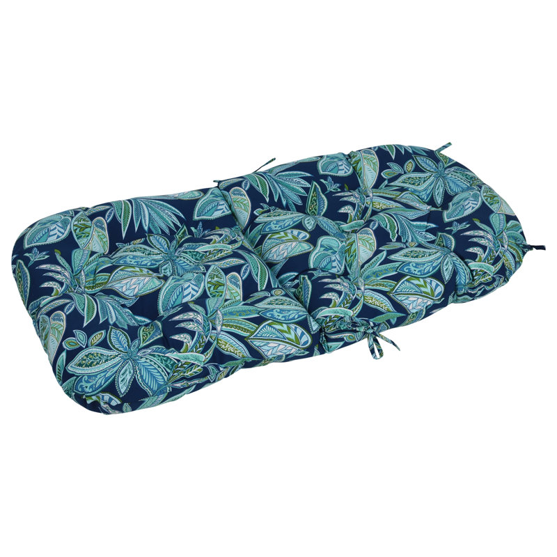 48-Inch By 24-Inch Outdoor Rounded Seat/Back Rocker Cushion, Blue/Crestwood Marine Floral