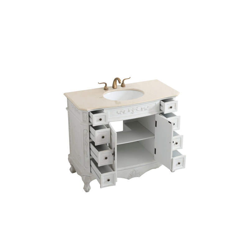 Ensemble de meuble-lavabo simple 42 po Burnet, Blanc antique, Crème