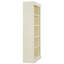 Bibliothèque à 5 niveaux en bois avec bande et trou pour câbles, tablettes réglables pour divers espaces de rangement, ensemble de benne d'éclairage tricolore avec bibliothèque beige et jaune, solutions de rangement personnalisées,