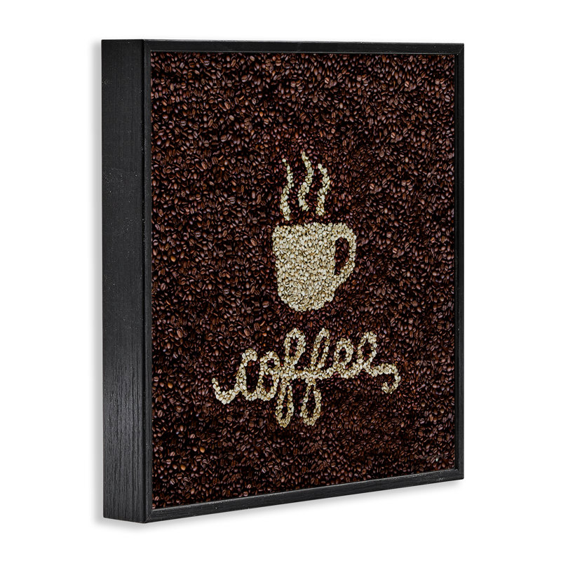 Coffee Bean Pattern Framed Giclee, design by Seven Trees Design, Midnight Black Framed Giclee, 12" H x 12" W