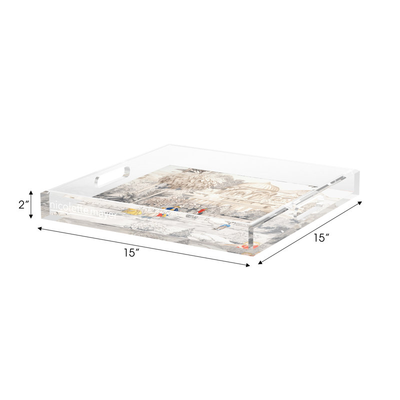Plateau décoratif carré India, 18"W x 18"D x 2"H