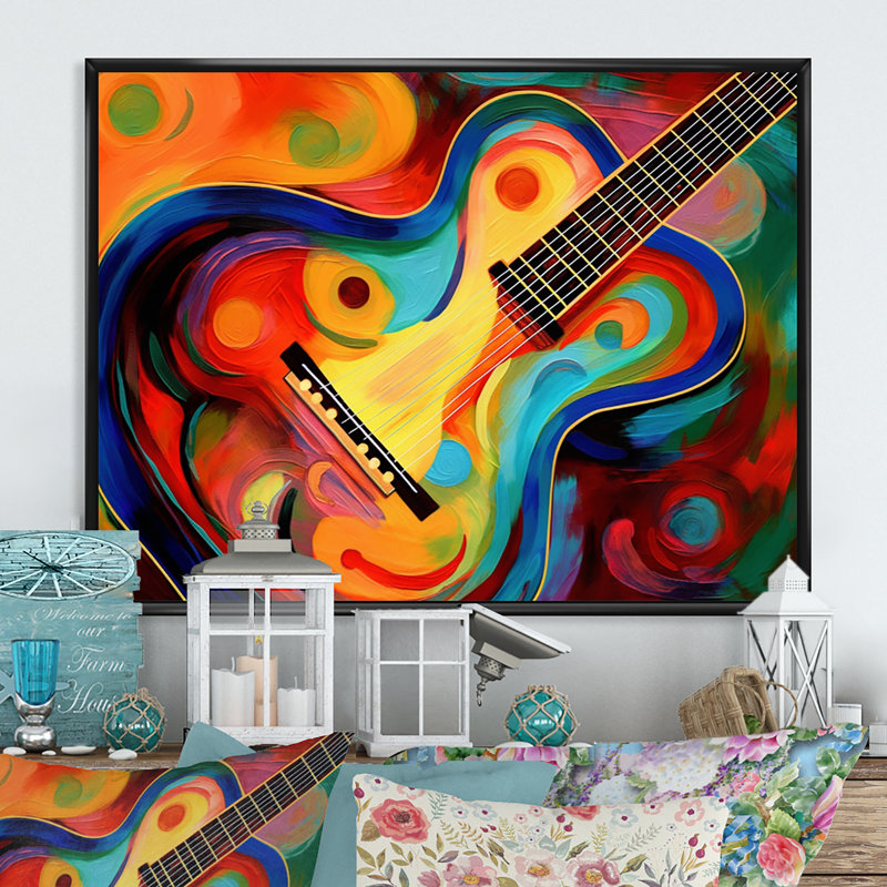«Music In Color III» sur toile, H 12 po x l 20 po x P 1 po, Cadre flottant noir