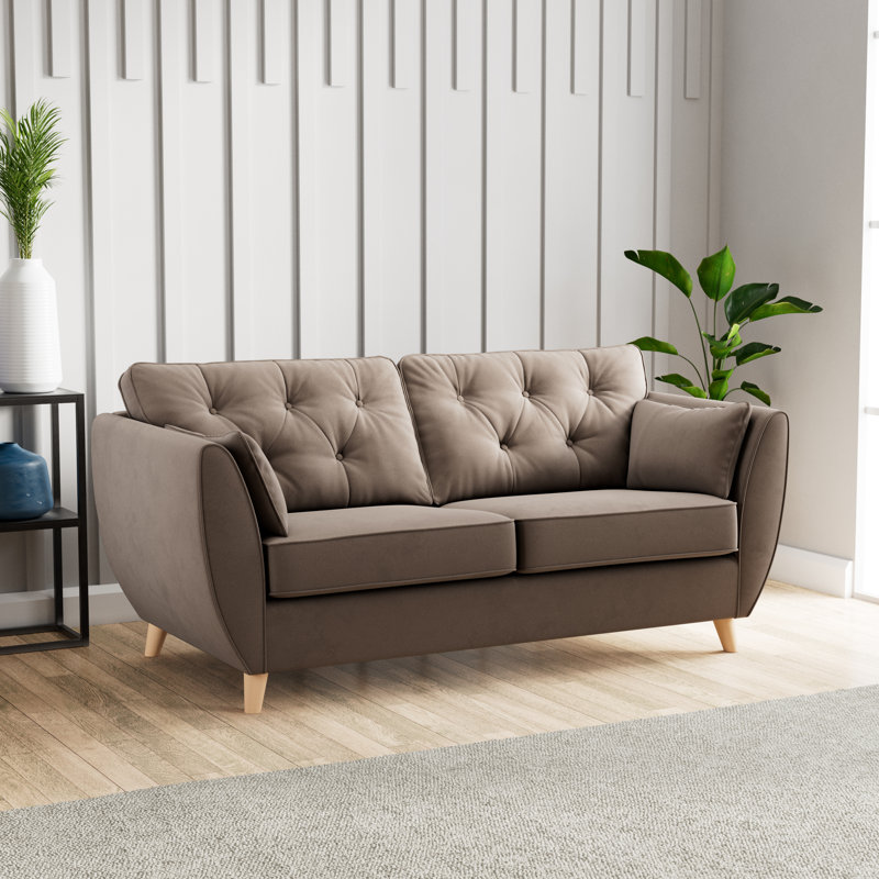 Birjesh 186Cm Fixed Sofa, Mole, Beige Wood