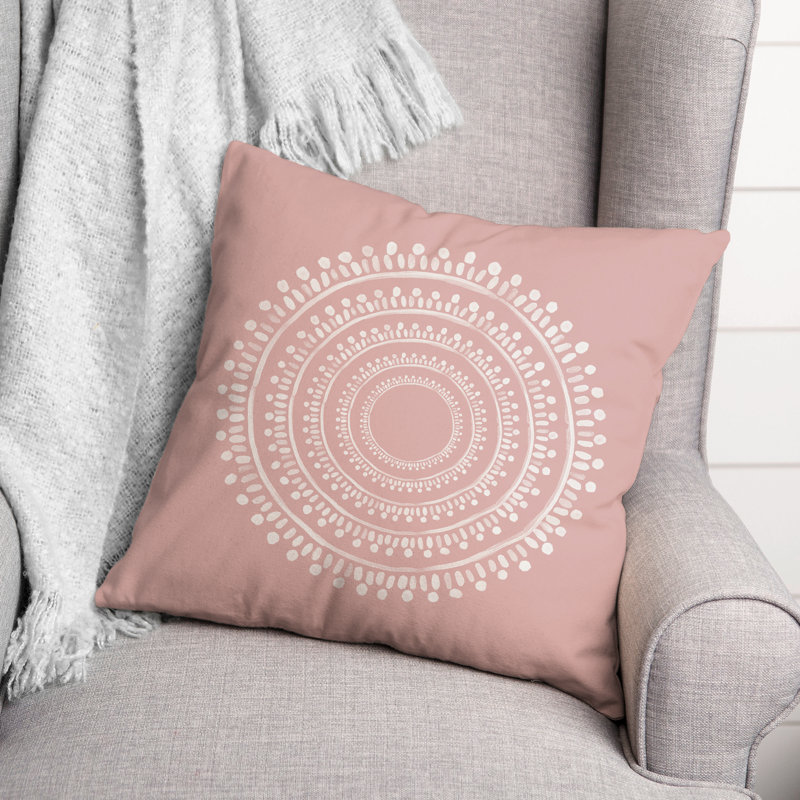  Coussin intérieur / extérieur Medallion, Rose, 20 po x 20 po