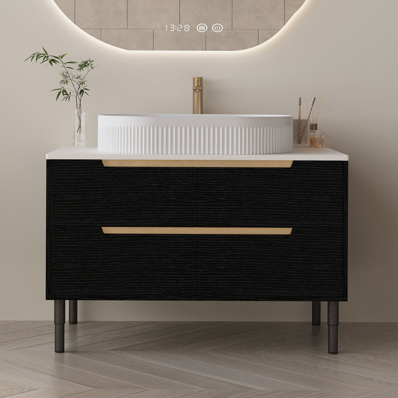 Meuble-lavabo polyvalent de 36 po, lavabo en céramique et rangement moderne
