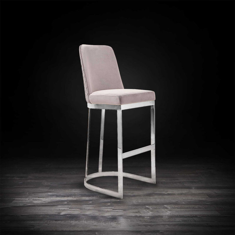 Tabouret de bar, Gris / cadre argenté, Tabouret de bar (siège d'une hauteur de 31 po)